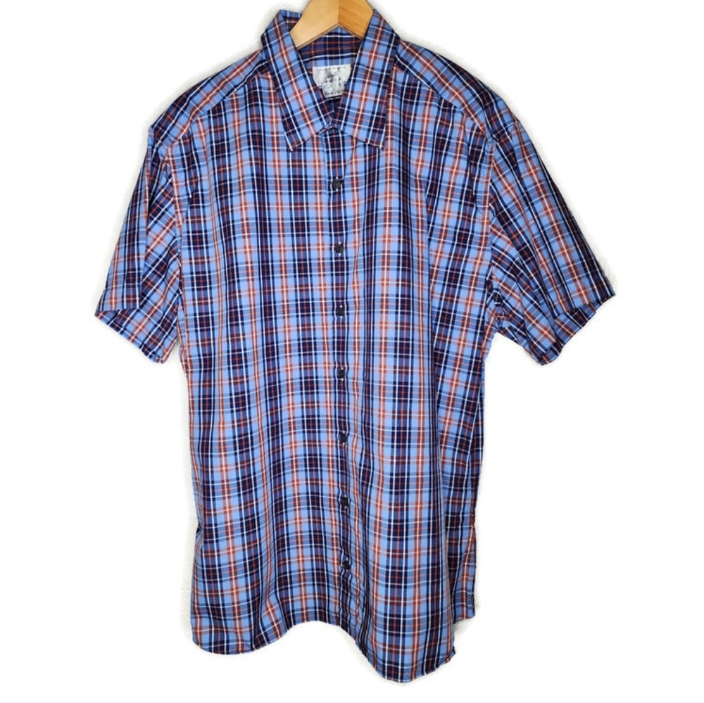 Anto Beverly Hills for John Cena Blue Plaid Short Sleeve Shirt